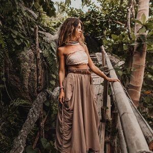 Thaluta Earthy Brown Maxi Skirt